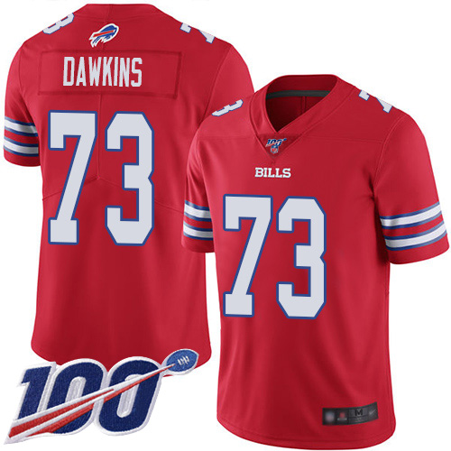 Men Buffalo Bills #73 Dion Dawkins Limited Red Rush Vapor Untouchable 100th Season NFL Jersey->buffalo bills->NFL Jersey